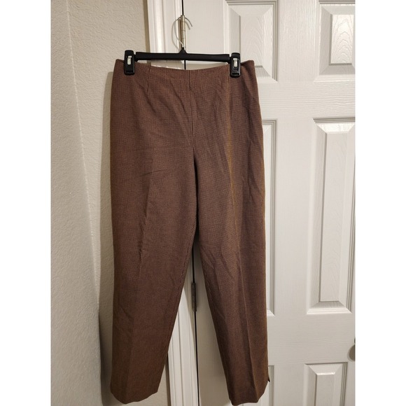 Business Casual Brown Houndstooth Dress Pants Dark Academia Beige Chic 12P Artsy - Picture 3 of 5